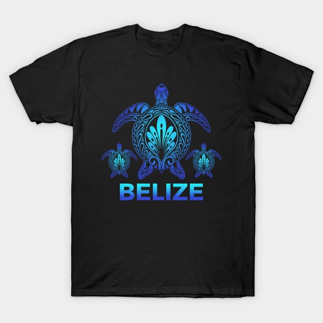 Vintage Belize Ocean Blue Sea Turtle Souvenirs T-Shirt by kalponik